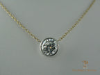 bezel set diamond necklace white and yellow gold