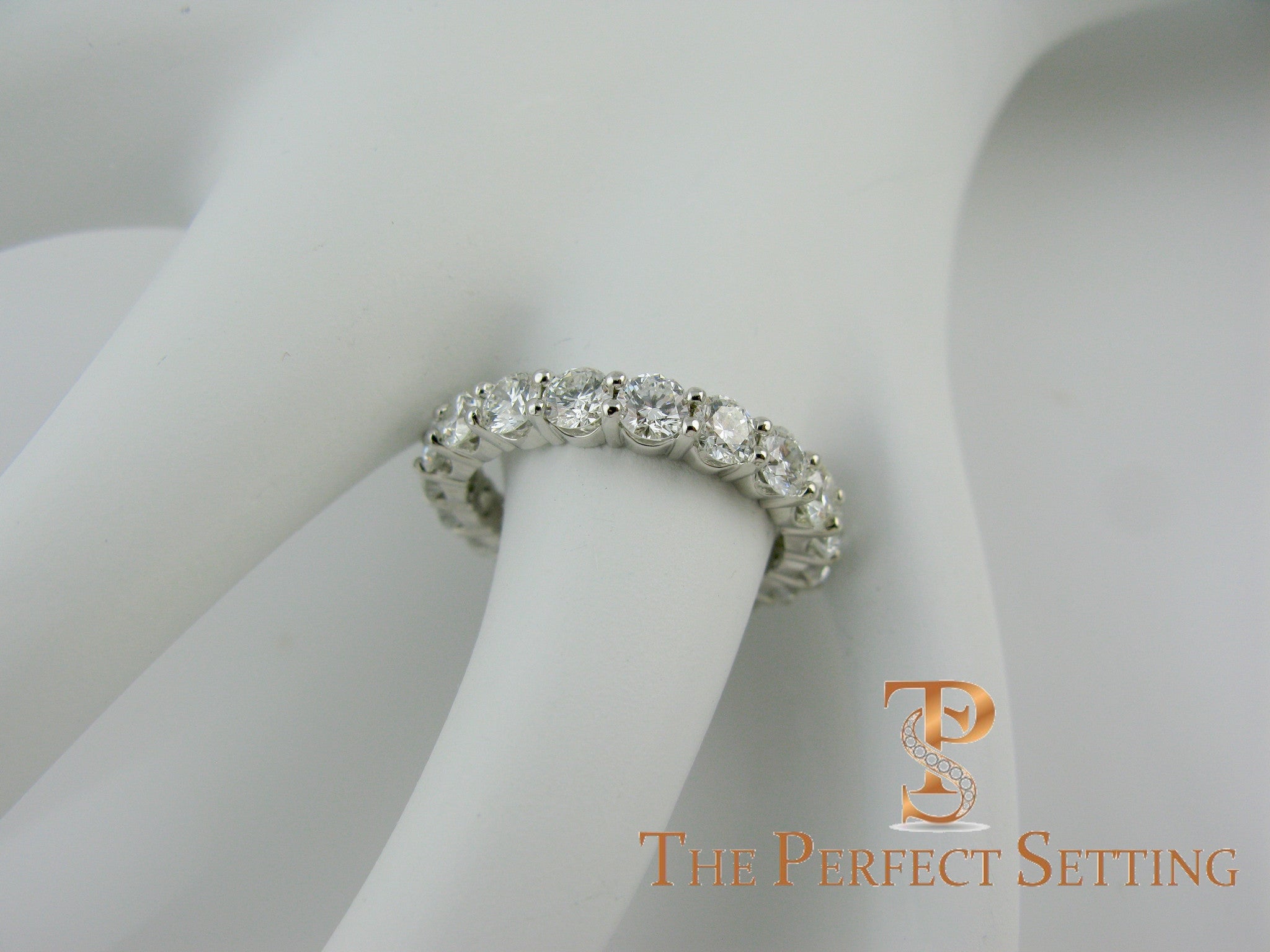 U-prong platinum setting eternity band 