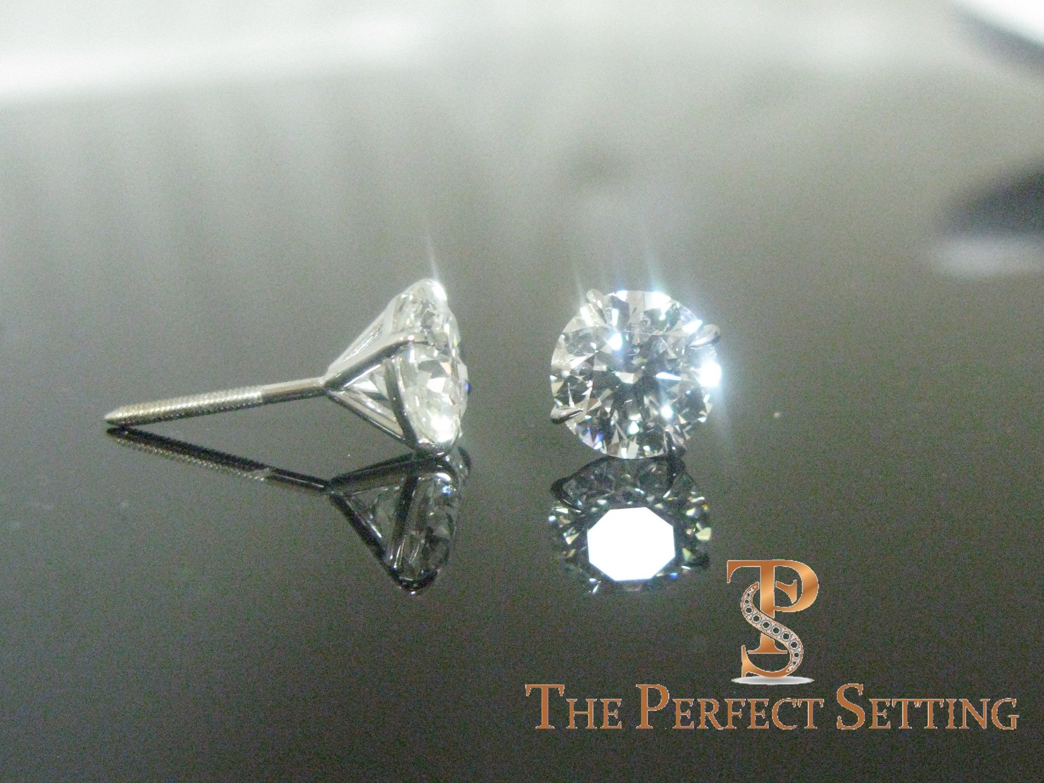 3 ctw diamond studs "hearts and arrows" martini setting black