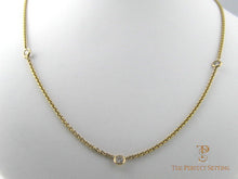 Load image into Gallery viewer, 3 Stone Diamond Necklace Bezel Set Yellow Gold