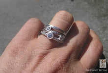 Load image into Gallery viewer, 3 Stone Rustic Diamond Ring on Hand