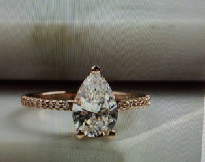 Rose Gold Custom Engagement Ring with Pear Shaped Diamond