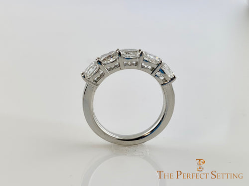 5 Stone Cushion Cut Diamond Wedding Band