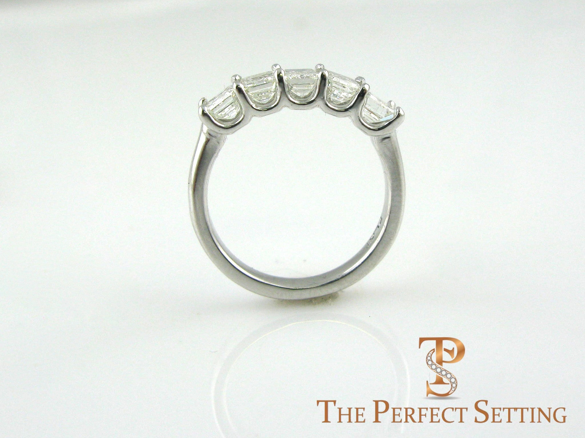 5 Stone Emerald Cut Diamond Wedding Band