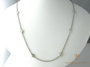 8 stone platinum bezel set necklace