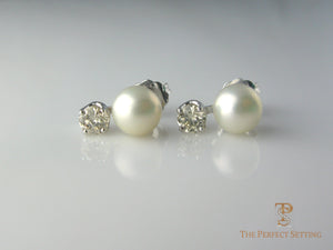 Akoya pearl and diamond earrings
