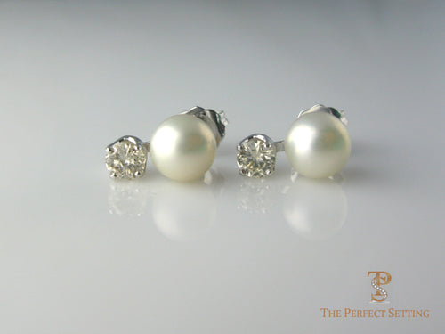 Akoya pearl and diamond earrings