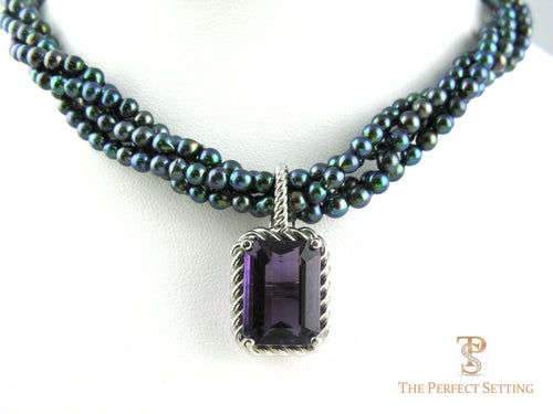 Amethyst Enhancer of black pearls