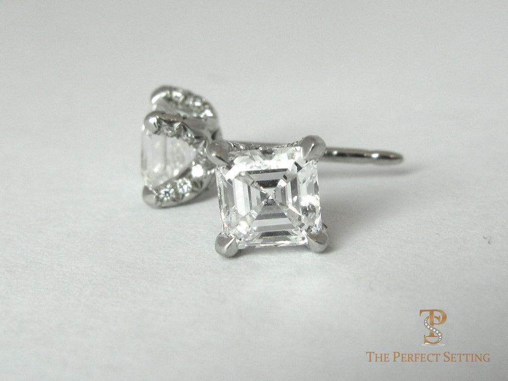 Diamond earrings Asscher cut