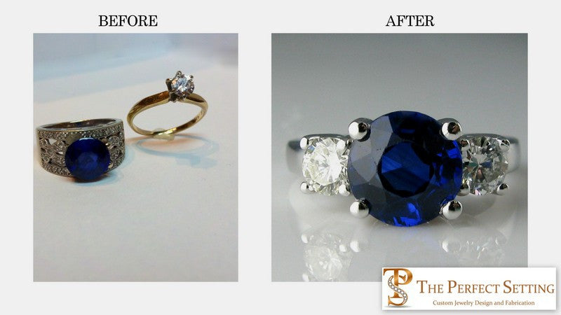 Resetting sapphire and diamond ring