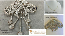 Load image into Gallery viewer, Before and After Photo of 1940&#39;s diamodn brooch