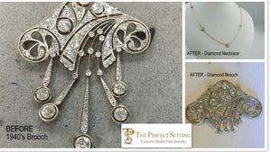 Before and After Photo of 1940's diamodn brooch