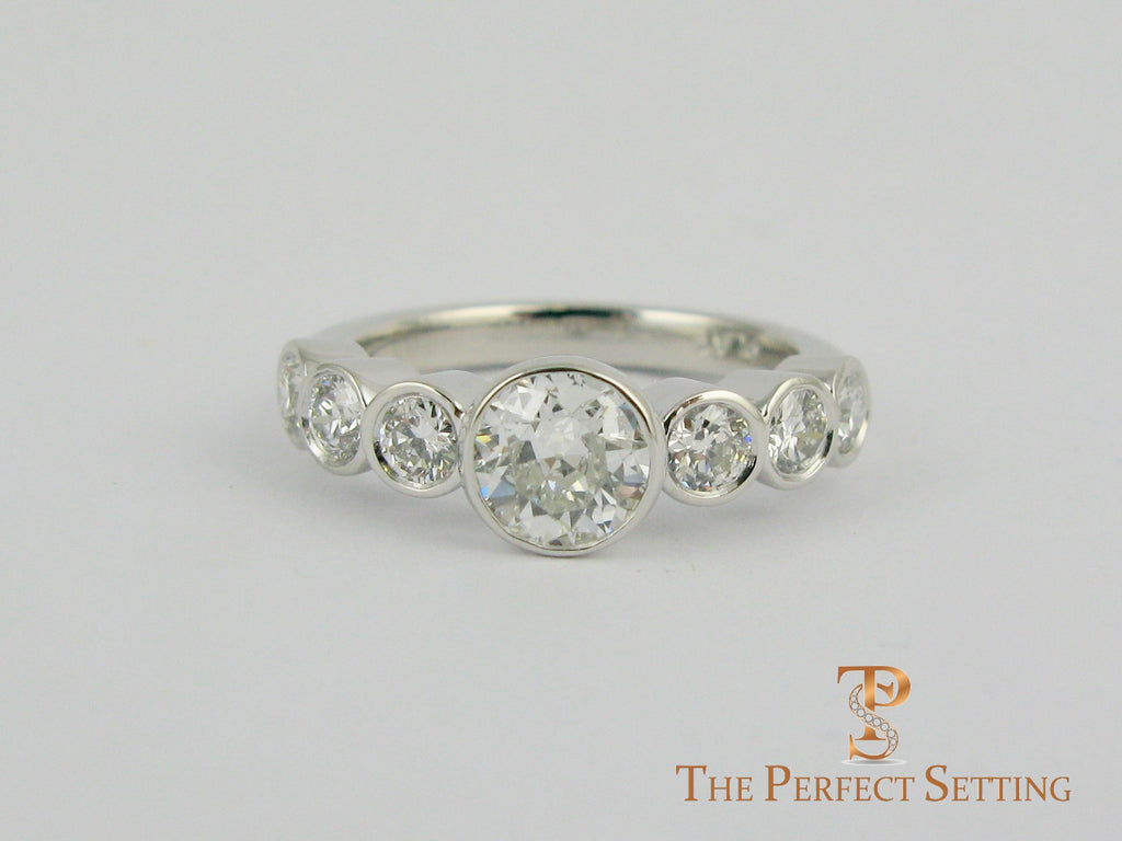 Bezel Set Diamond Wedding Band Seven Stones 7