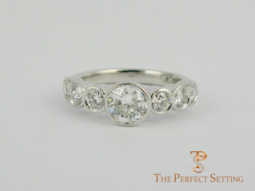 Bezel Set Diamond Wedding Band Seven Stones 7
