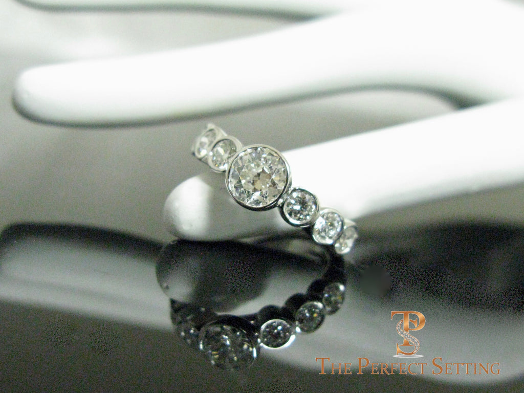 Bezel Set Diamond Wedding Band Seven Stones 7 finger
