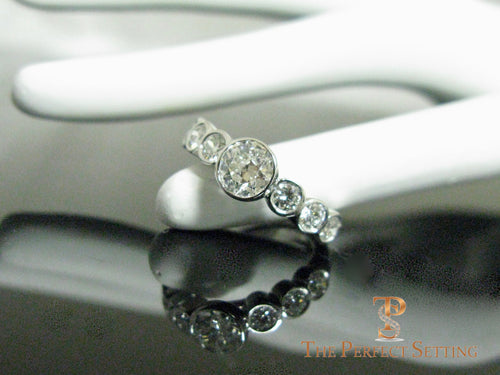 Bezel Set Diamond Wedding Band Seven Stones 7 finger
