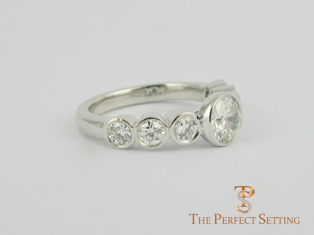 Bezel Set Diamond Wedding Band Seven Stones 7 side view