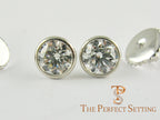 Bezel Set Diamond Studs Screw Back Earrings