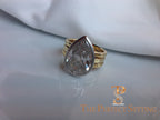 Signature Ring Pear Diamond - Custom Made Platinum and 18K Yellow Gold Diamond Setting