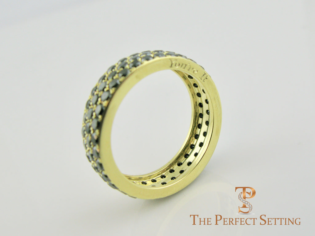 Black Diamond Pave Ring 18K Yellow Gold side view