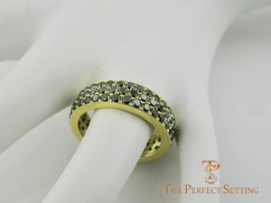 Black Diamond Pave Ring 18K Yellow Gold on finger