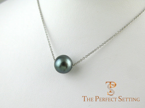 Round Tahitian Pearl Necklace on Gold Chain