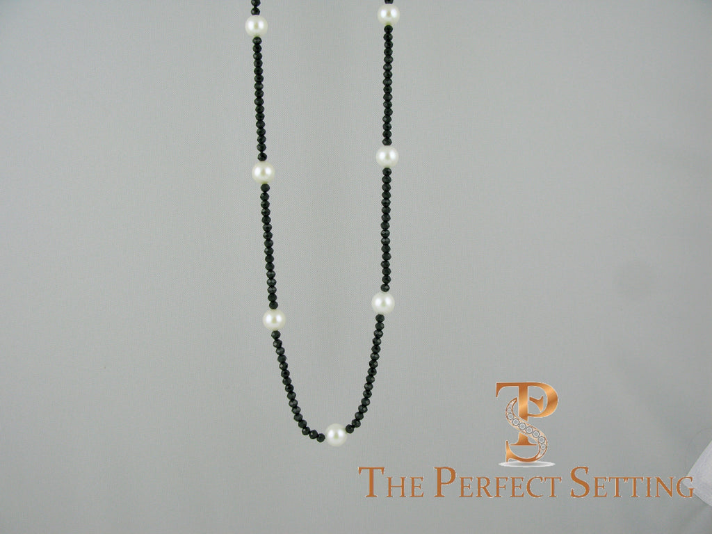 Black Spinel Cultured Pearl Necklace single strand