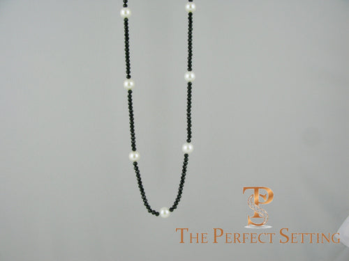 Black Spinel Cultured Pearl Necklace single strand