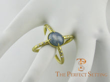 Load image into Gallery viewer, Blue Star Sapphire Criss-Cross Ring 