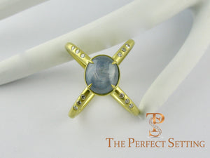 Blue Star Sapphire Criss-Cross Ring 