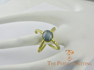 Blue Star Sapphire Criss-Cross Ring 