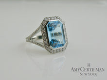 Load image into Gallery viewer, Custom Large Blue Topaz and Diamond Cocktail Ring