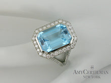 Load image into Gallery viewer, Large Blue Topaz and Diamond Cocktail Ring
