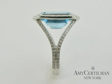 Load image into Gallery viewer, Large Blue Topaz and Diamond Cocktail Ring side view