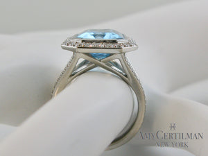 Large Blue Topaz and Diamond Cocktail Ring side