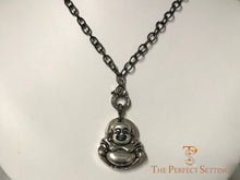 Load image into Gallery viewer, Budda Pendant on Oxidized Silver Chain with Diamond Clasp