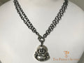 Budda Pendant on Oxidized Silver Chain with Diamond Clasp