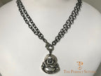 Budda Pendant on Oxidized Silver Chain with Diamond Clasp