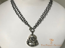 Load image into Gallery viewer, Budda Pendant on Oxidized Silver Chain with Diamond Clasp