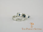 Modern Burnished Diamond Sapphire Hand Hammered Ring
