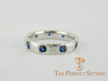 Load image into Gallery viewer, Modern Burnished Sapphire Hand Hammered Ring
