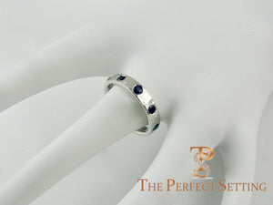 Modern Burnished Sapphire Hand Hammered Ring