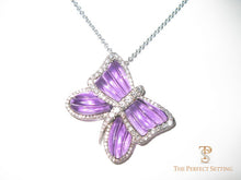 Load image into Gallery viewer, Diamond Amethyst Butterfly necklace