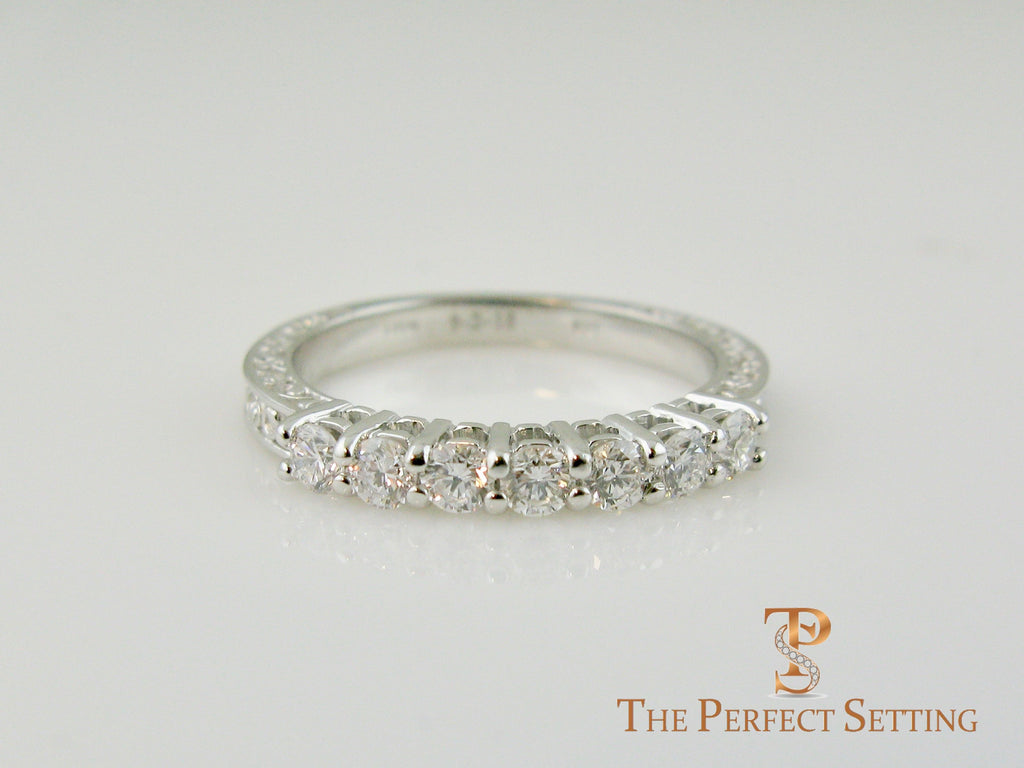 vintage scroll 7 stone diamond wedding band