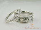 vintage scroll 7 stone diamond wedding band with claddagh celtic knot 