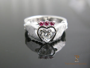 Claddagh Celtic Knot Engagement Ring Diamond and Pink Sapphires