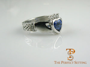 Custom Celtic Knot Ring with Sapphire Heart