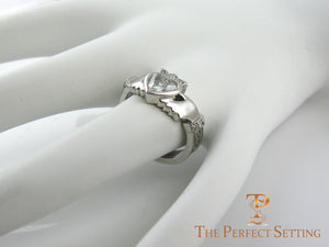 Diamond Claddagh Celtic Knot Engagement Ring side ways