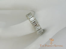 Load image into Gallery viewer, Emerald Cut Diamond Eternity Band Classic Platinum Setting finger