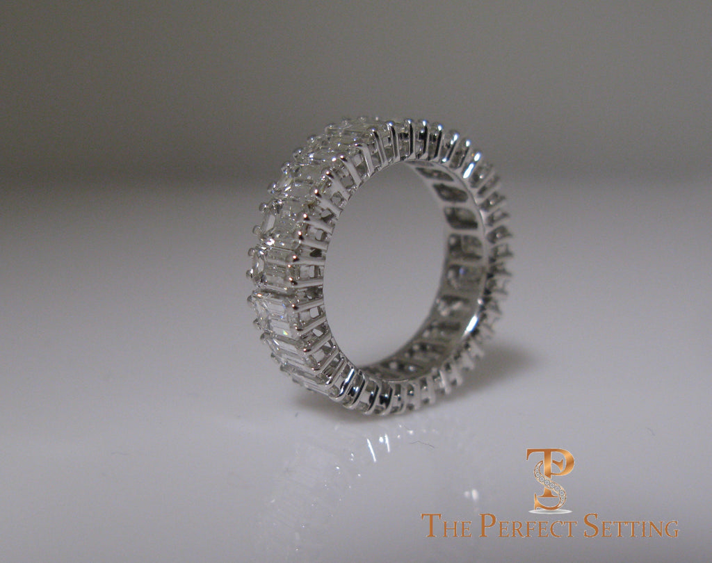 Emerald Cut Diamond Eternity Band Classic Platinum Setting